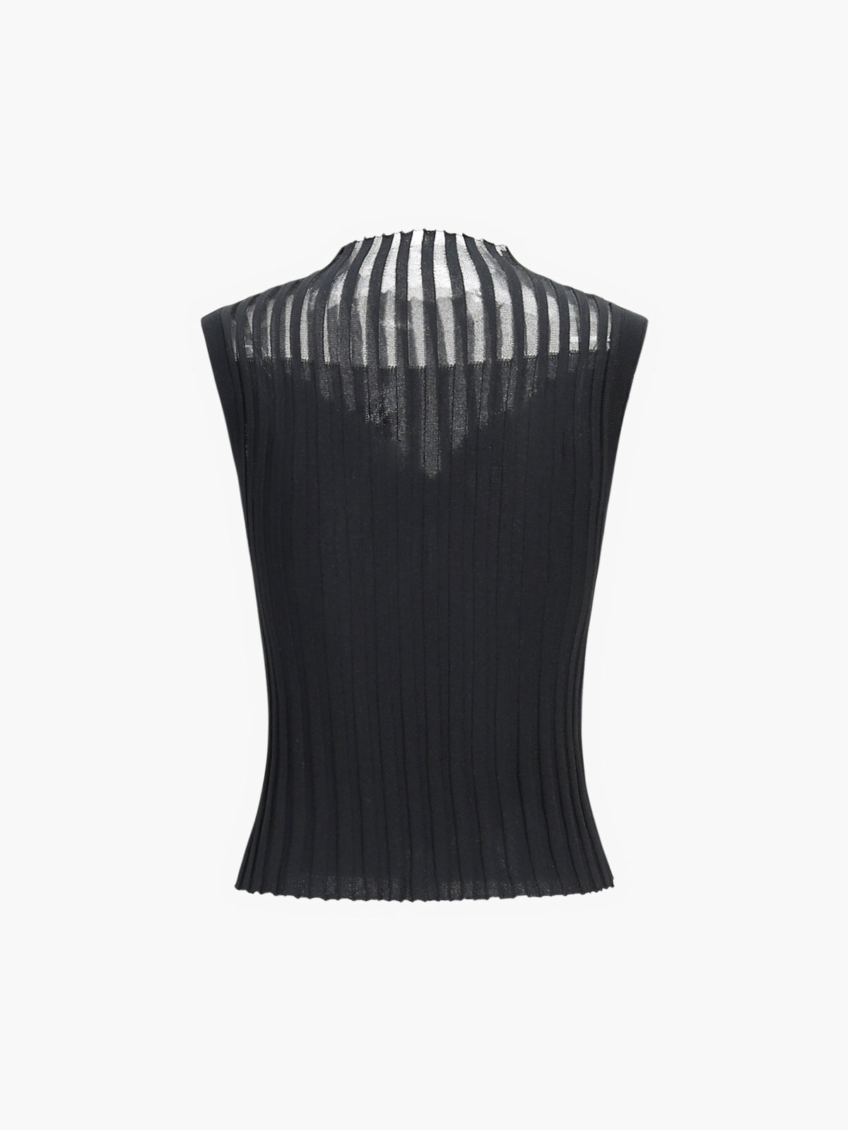 Pileli Triko Yelek Siyah Slim Fit
