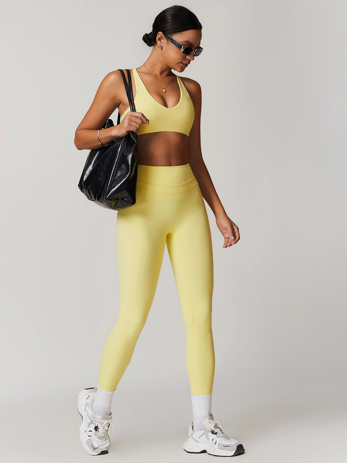 Yüksek Bel Spor Tayt Skinny Kesim Gri
