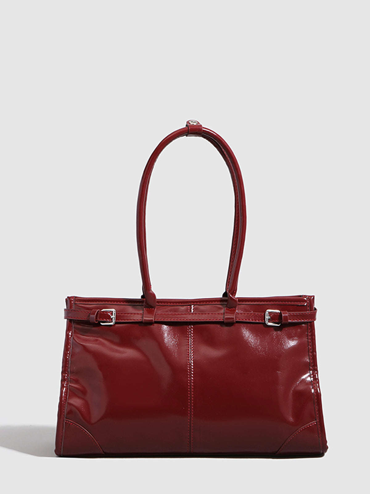 Minimalist Tote Çanta Bordo Taşınabilir Üst Kollu