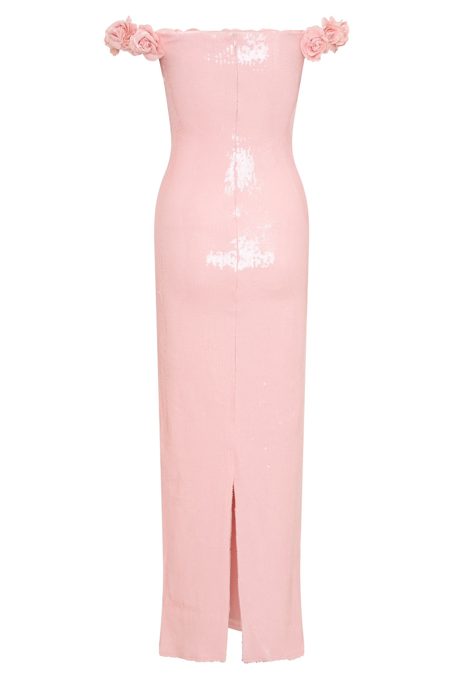 Carrie Pullu Gül Uzun Elbise - Soluk Pembe