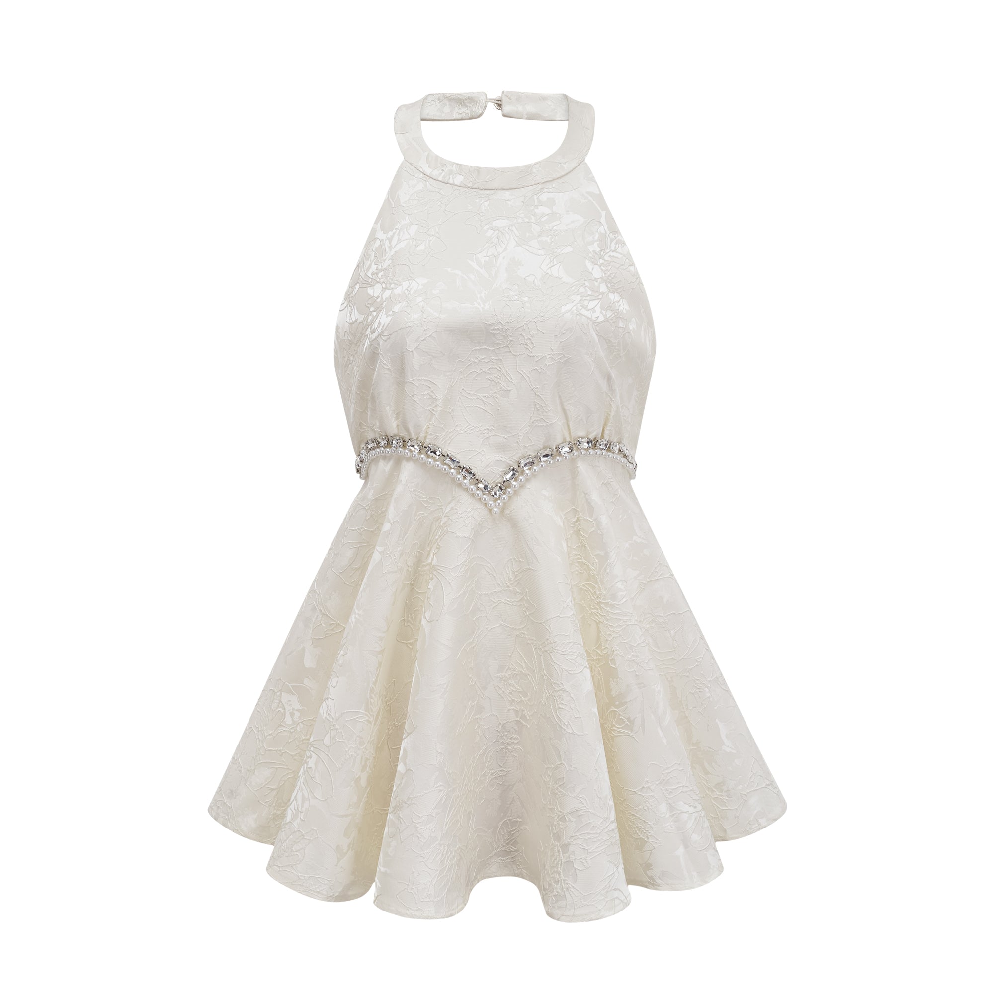 Amorata Kristal Detaylı Kloş Mini Elbise