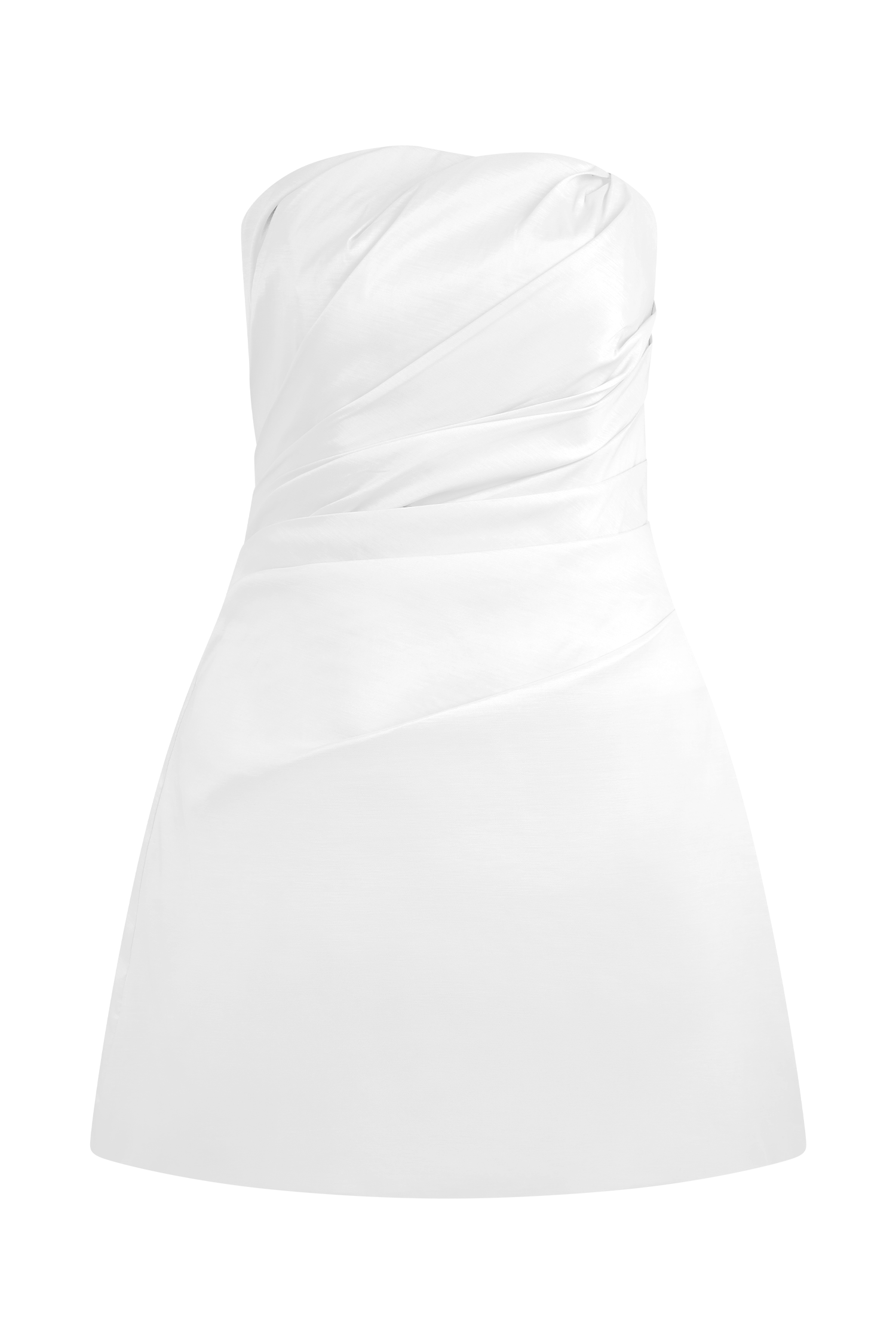 Leslie Büzgülü Tafta Mini Elbise - Beyaz