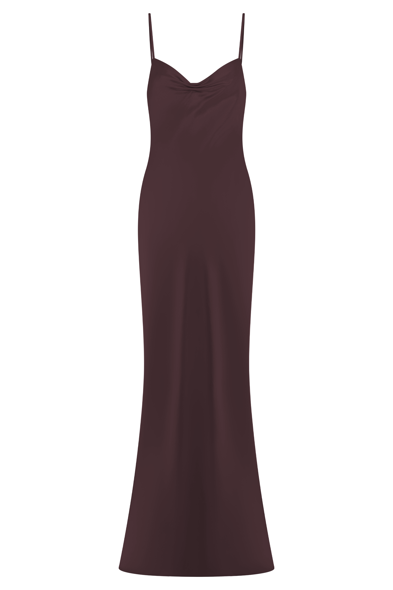Lilly Sweetheart Saten Maxi Elbise - Bitter Çikolata