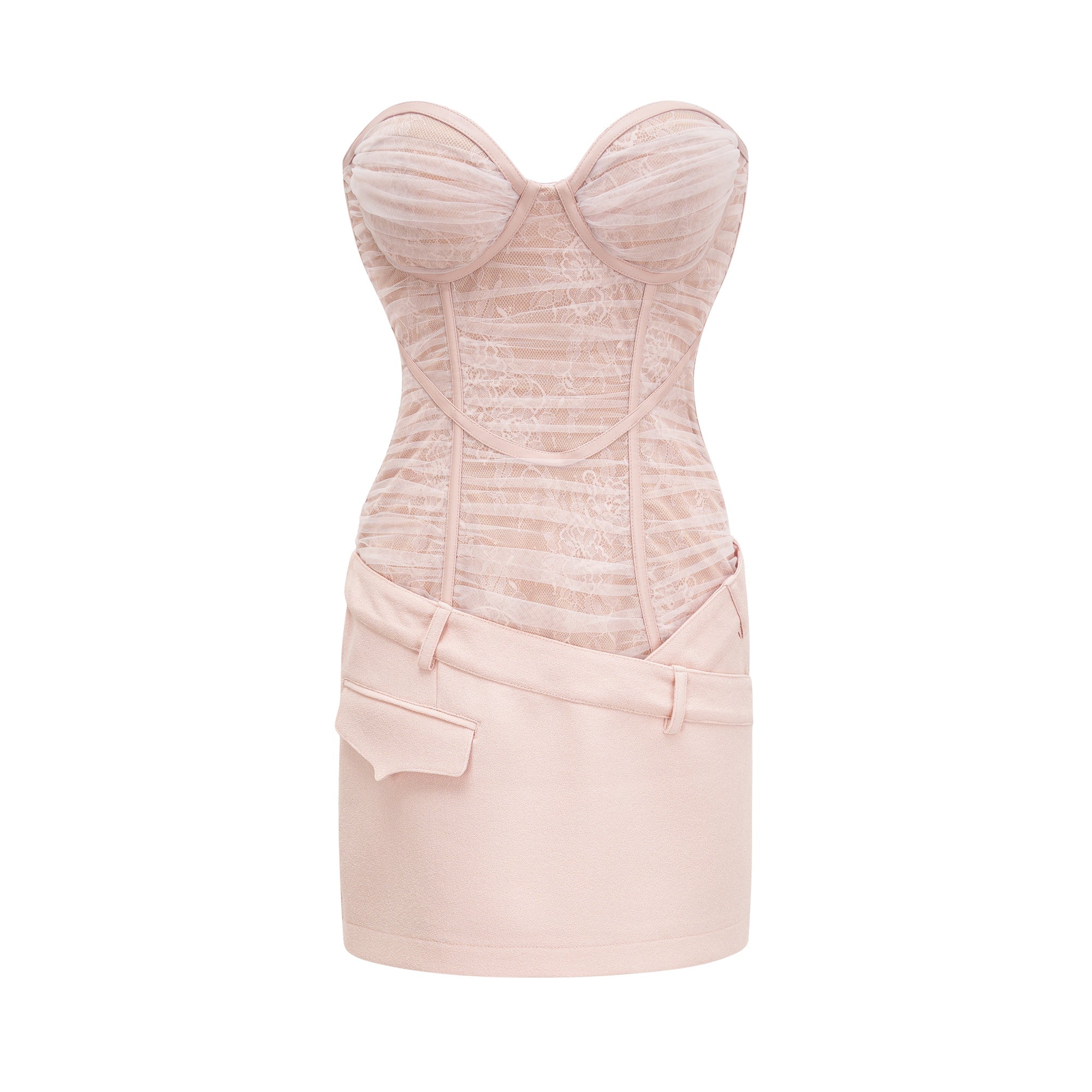 Cerys Pembe File Mini Elbise