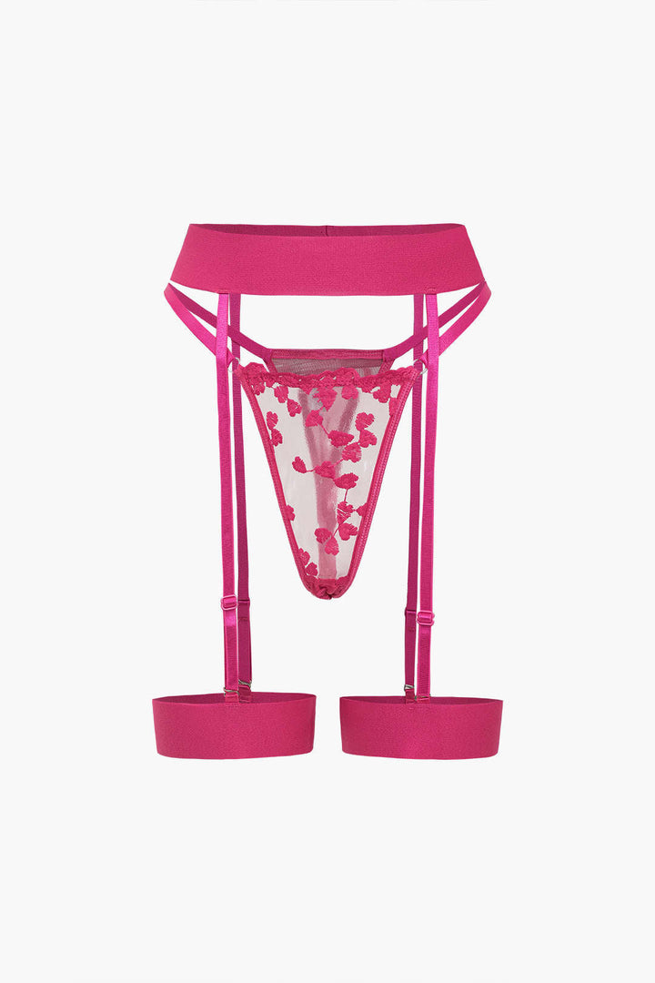 Dantel Nakışlı Bustier Kemerli Lingerie Garter Seti