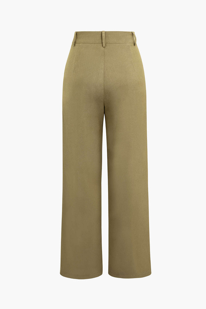 Drape Wrap Düz Paça Takım Pantolon
