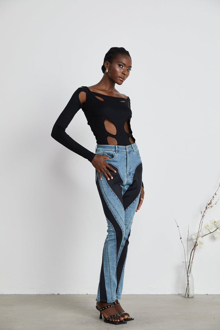 Noémie Spiral Panelli Skinny Jean Pantolon