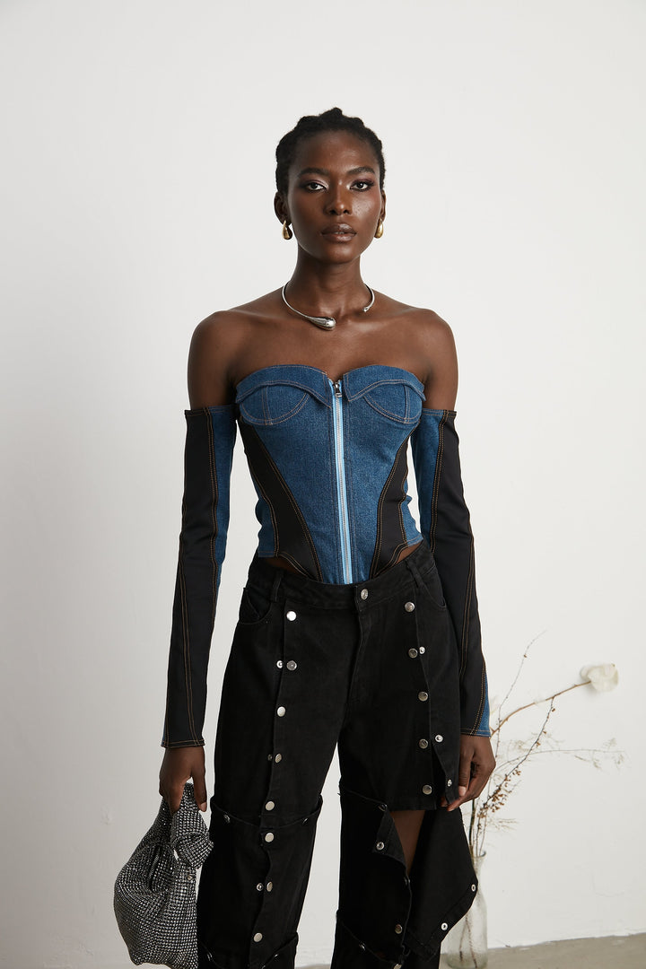 Melina Korse Denim Bodysuit