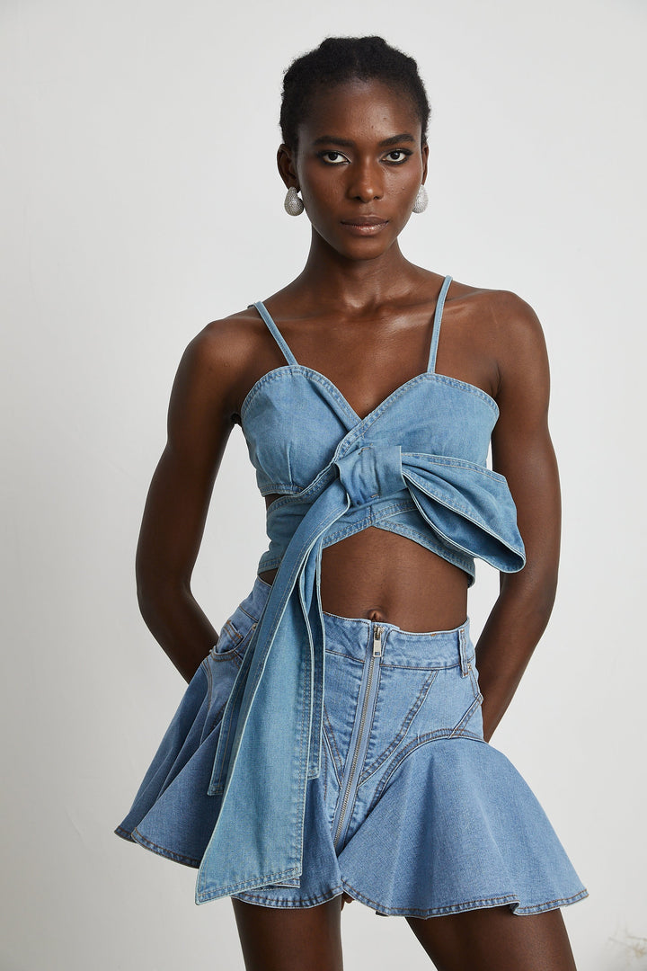 Capucine Denim Etek Kısmı Farbalalı Etek