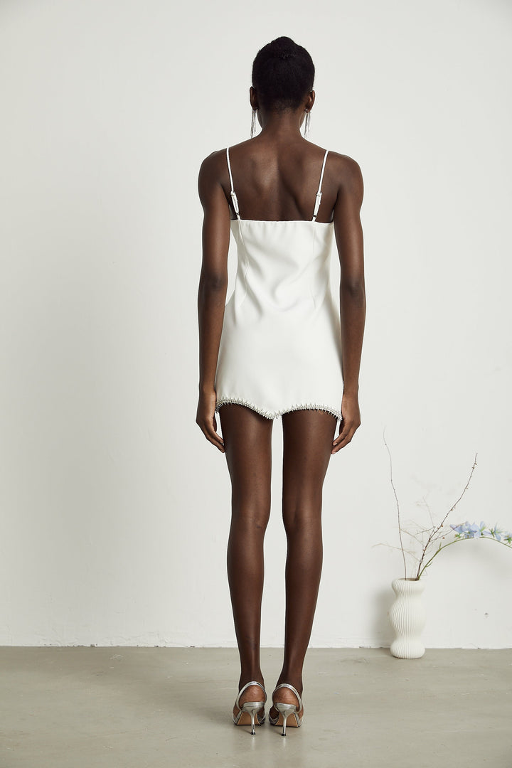 Stéphanie Kristal Fiyonklu Mini Elbise