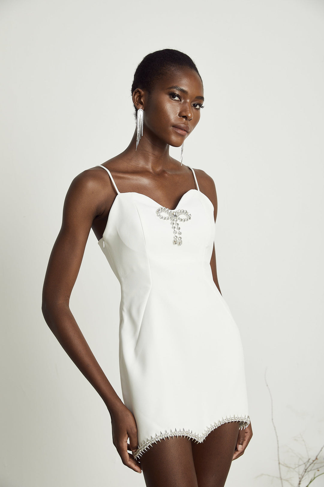 Stéphanie Kristal Fiyonklu Mini Elbise