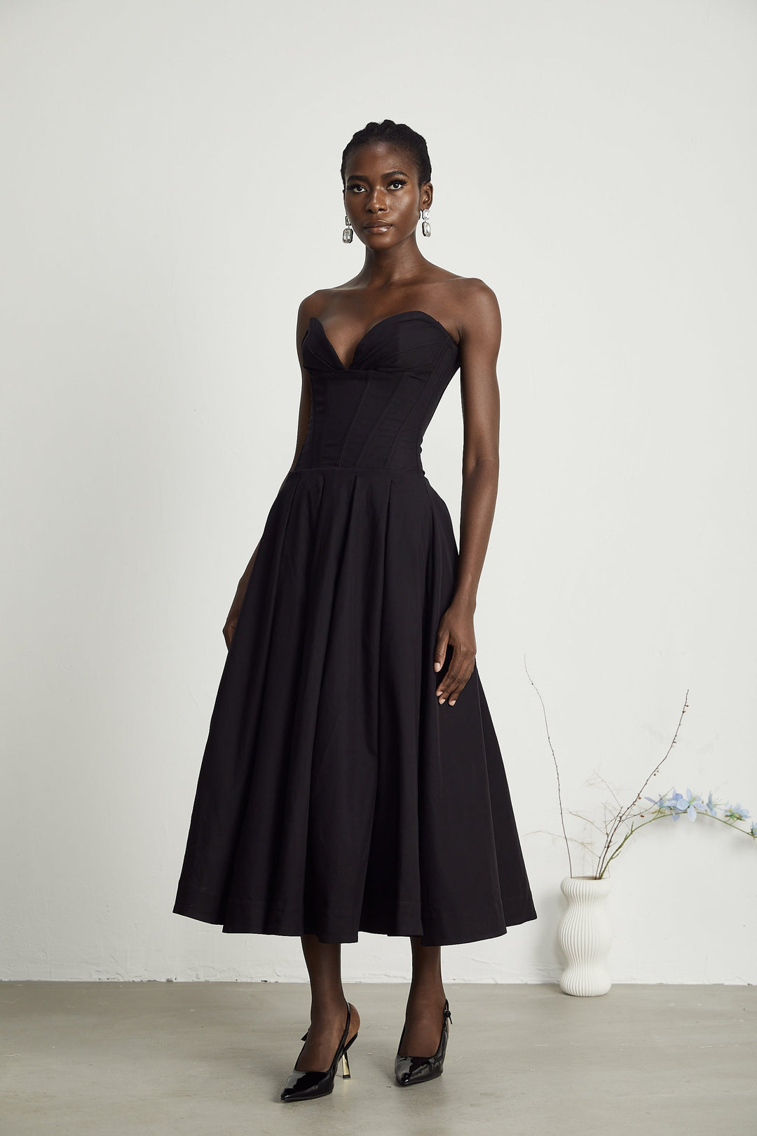 Katherine straplez korse midi elbise