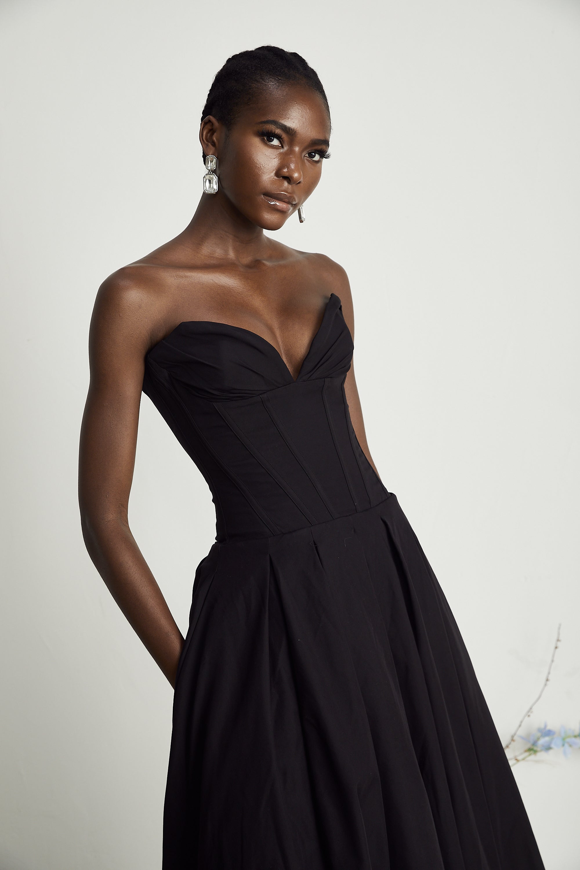 Katherine straplez korse midi elbise