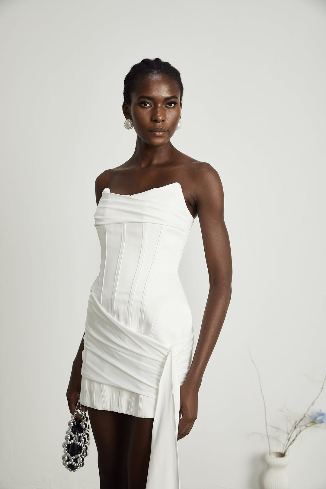 Fleur Kemikli Pilili Mini Elbise
