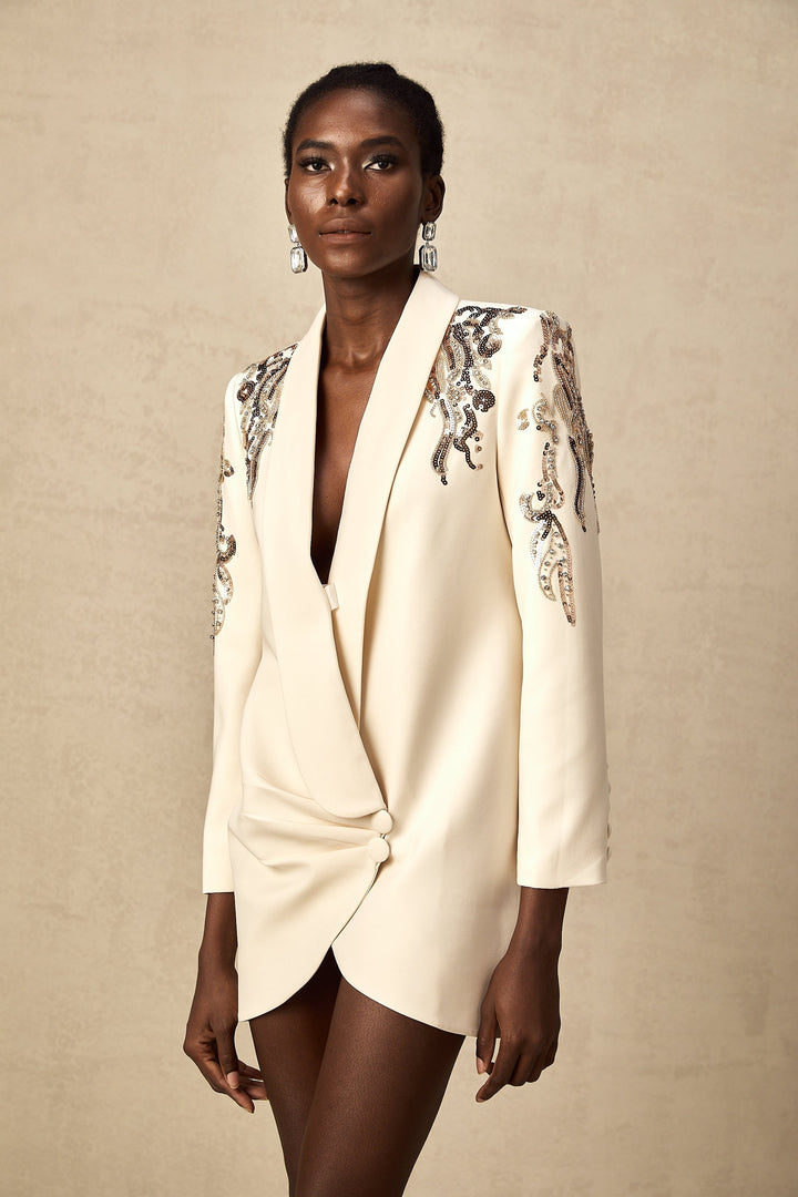 Éléna İşlemeli Pullu Blazer Elbise