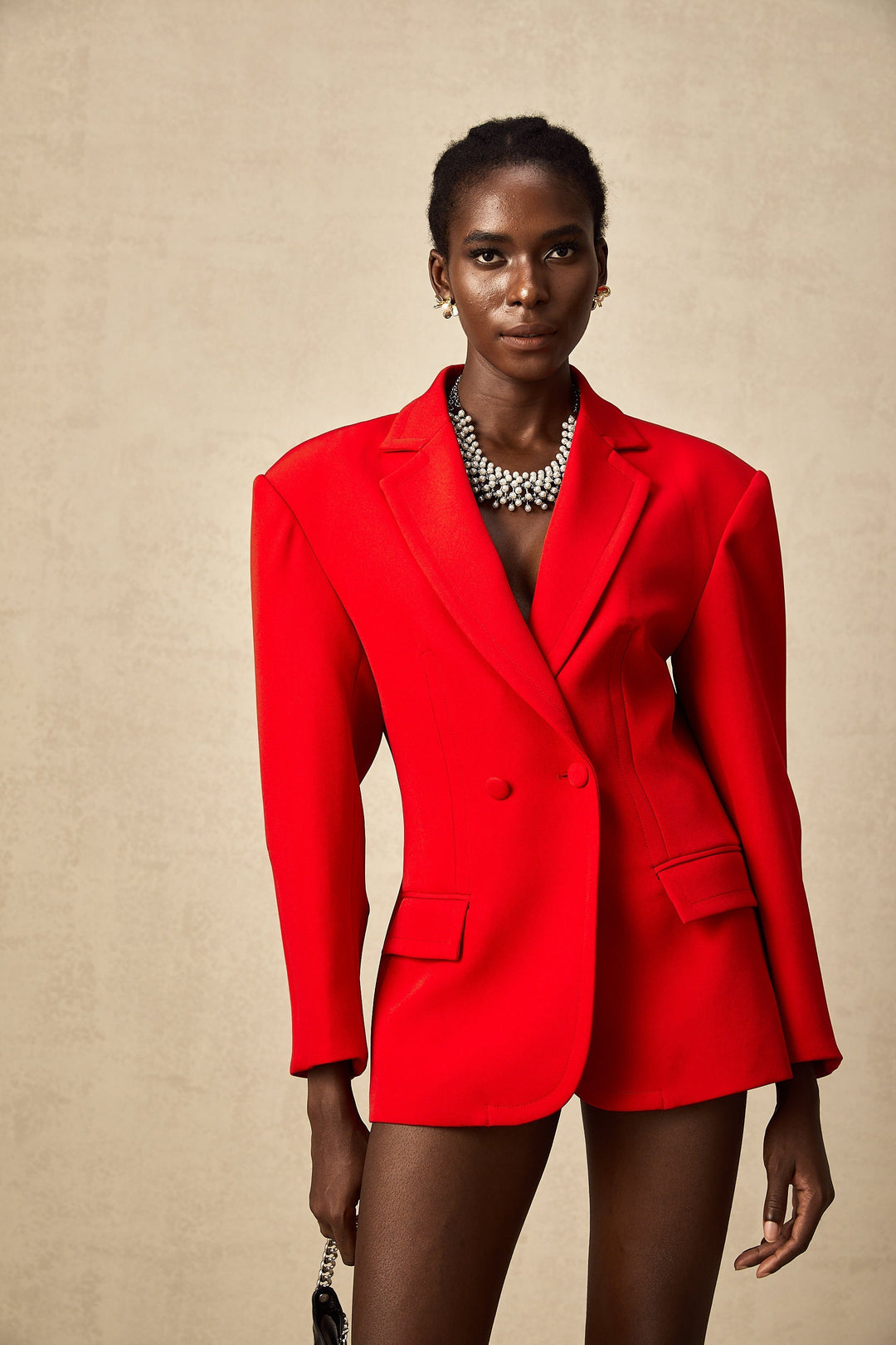 Coline Kırmızı Kum Saati Kruvaze Blazer