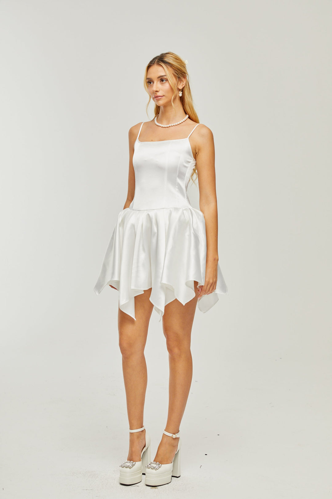 Lanetta Asimetrik Saten Mini Elbise