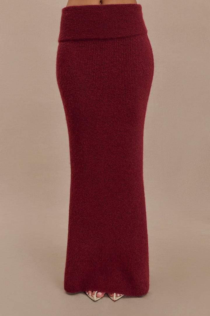 Levaru  Charlotte Örgü Uzun Etek - Merlot