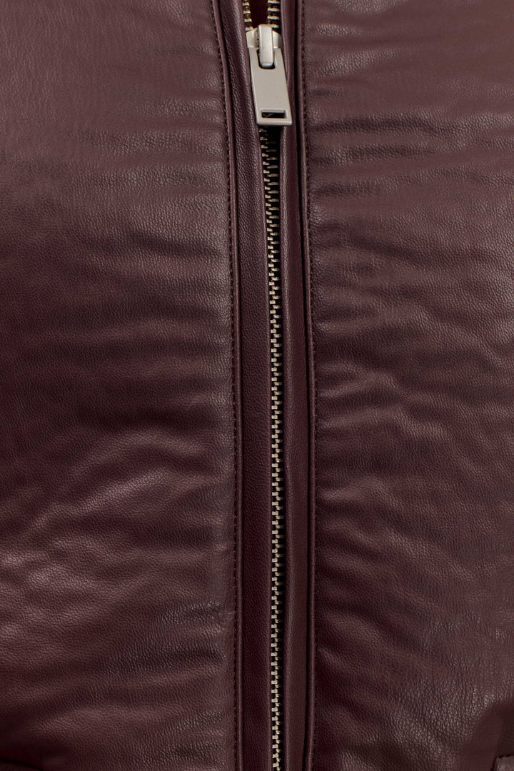 Levaru  Codi Suni Deri Bomber Ceket - Merlot