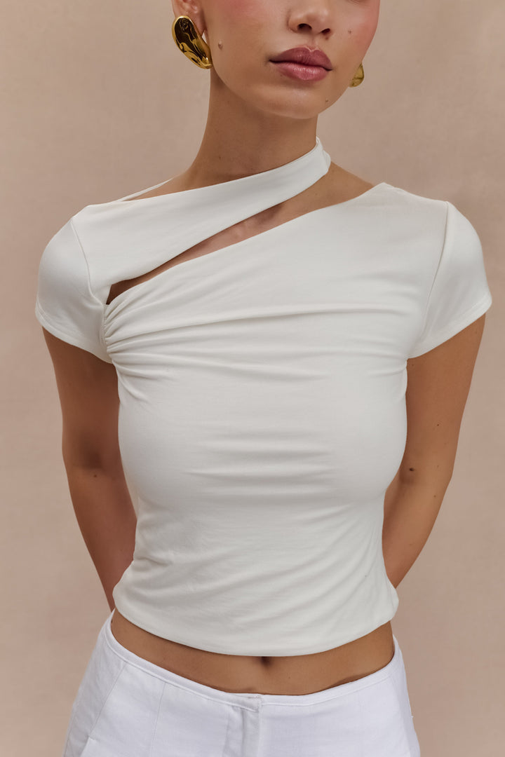 Aurelie Cut Out Kısa Kollu Üst - Fildişi
