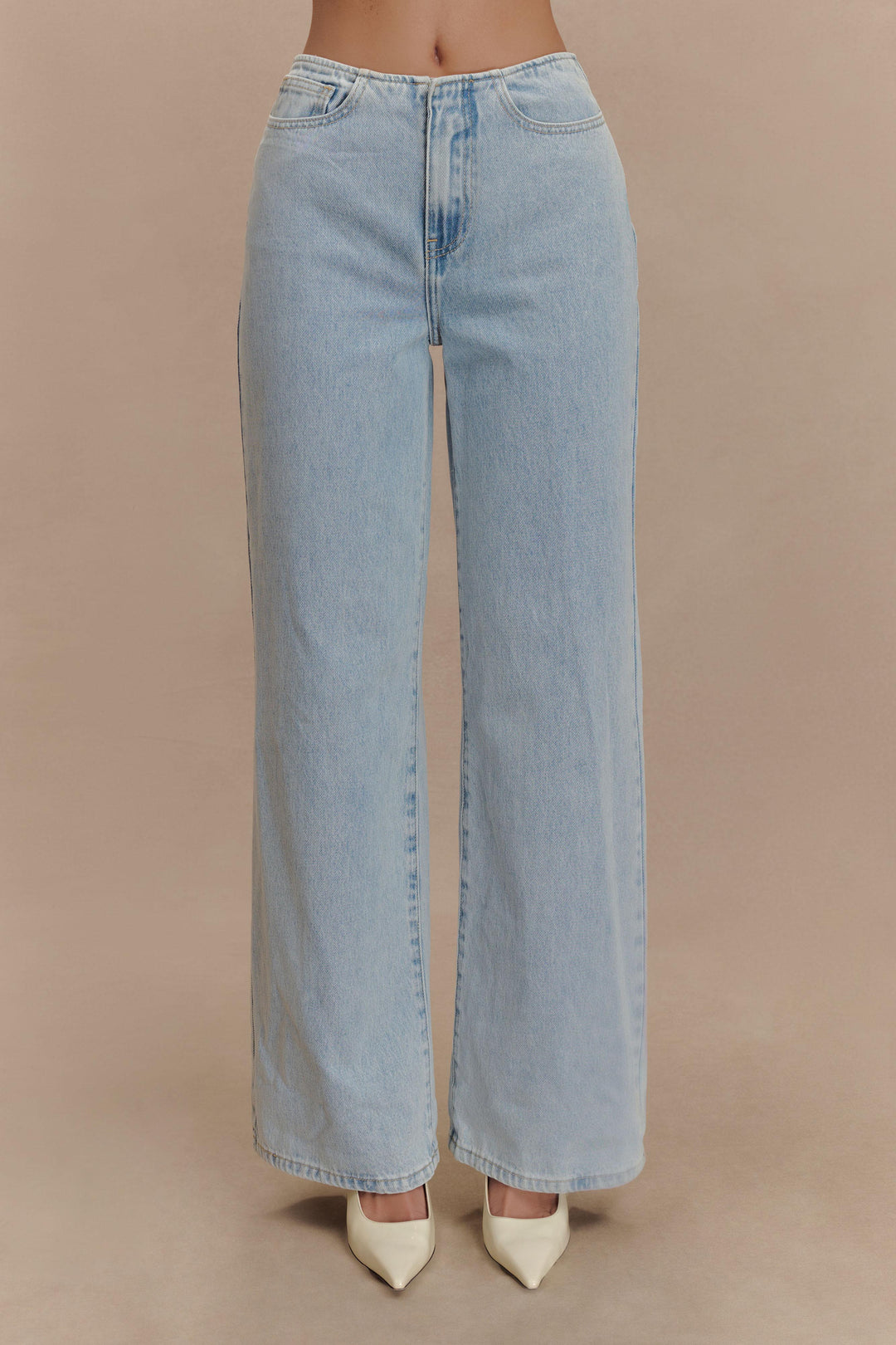 Caitlin Mid Bel Denim Flare Jeans - Açık Mavi