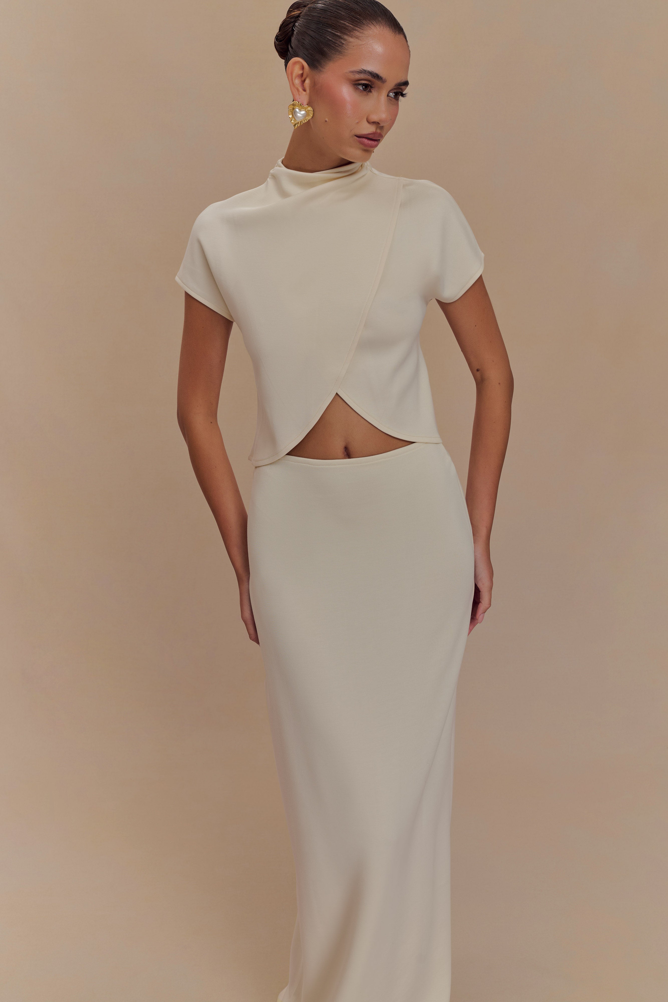 Eris Scuba Jersey Maxi Etek - Fildişi