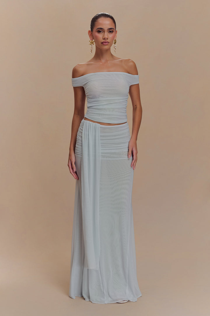 Brooklyn File Crop Top - Soluk Mavi