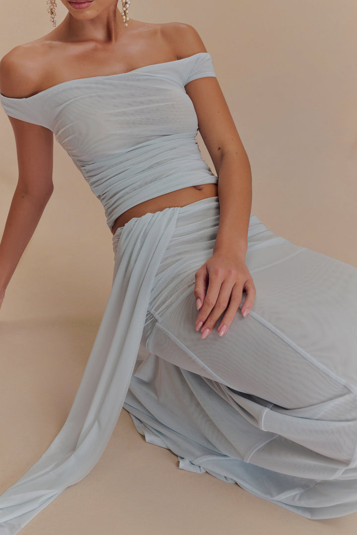 Brooklyn File Crop Top - Soluk Mavi