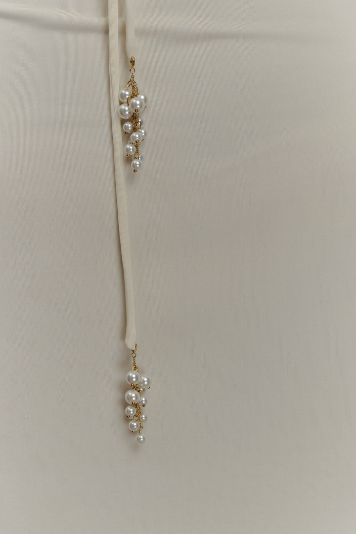 Beryl İncili Slinky Maxi Elbise - Fildişi