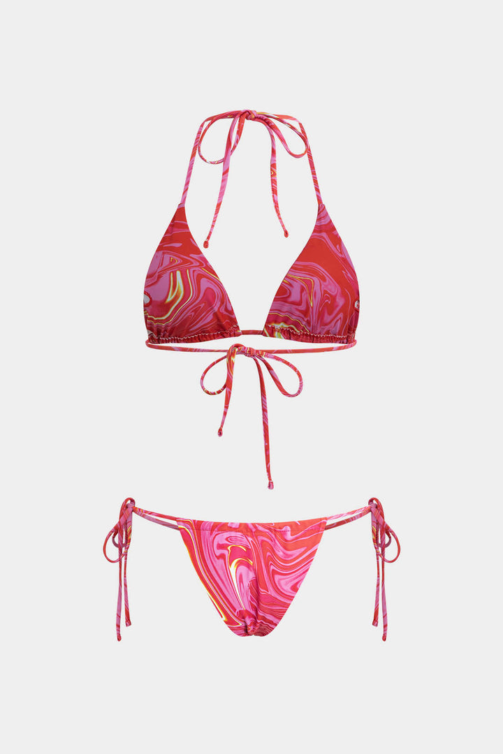 Etnik Desenli Dört Parça Bikini Takımı