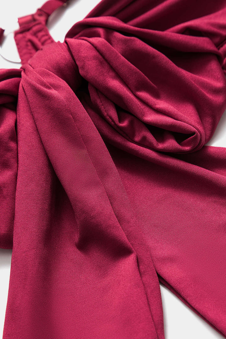Choker Bağlama Öndeki Kesik Detaylı Lingerie Garter Seti ve Eldiven