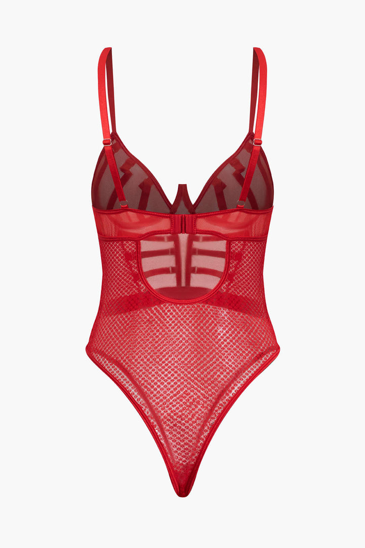 File Şeffaf Sırt Dekolteli Büstiyer İç Giyim Bodysuit