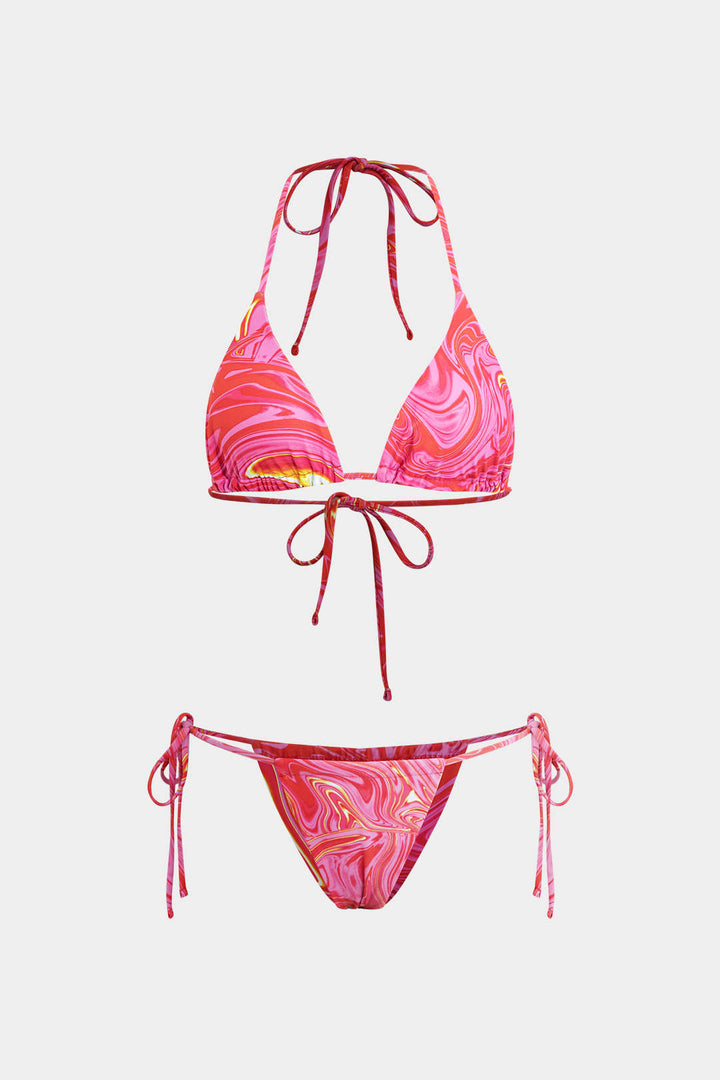 Etnik Desenli Dört Parça Bikini Takımı