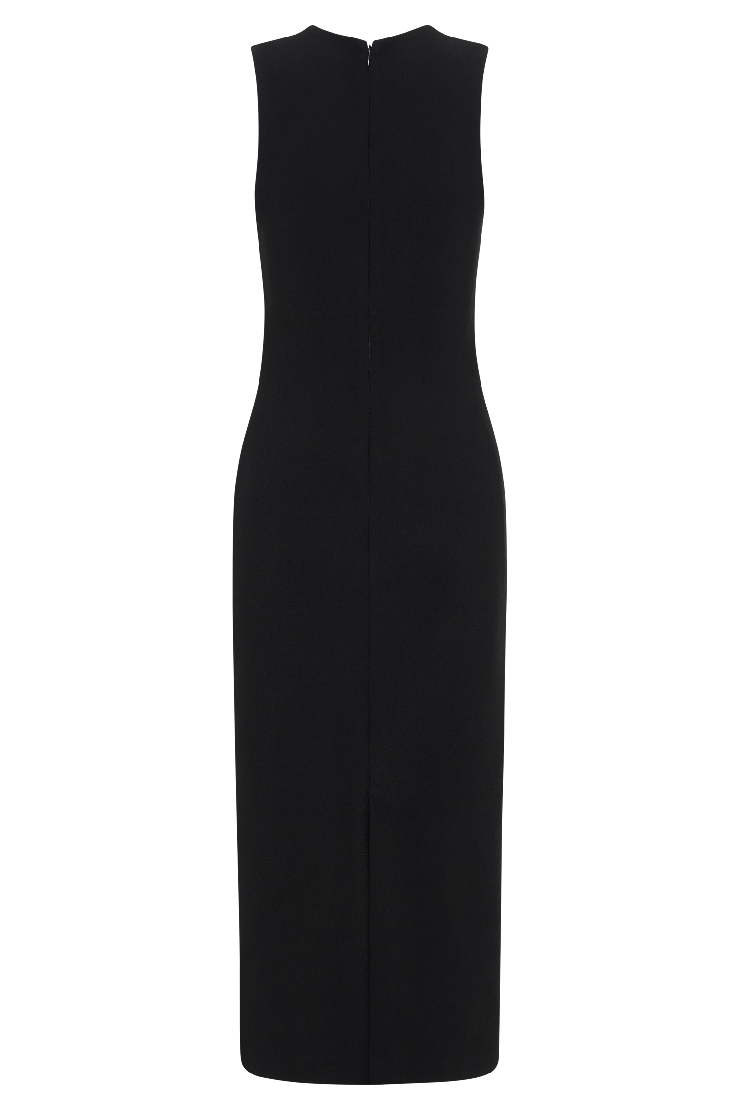 Frida Krep Midi Elbise - Siyah