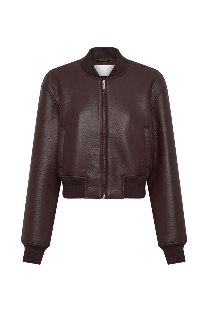 Levaru  Codi Suni Deri Bomber Ceket - Merlot