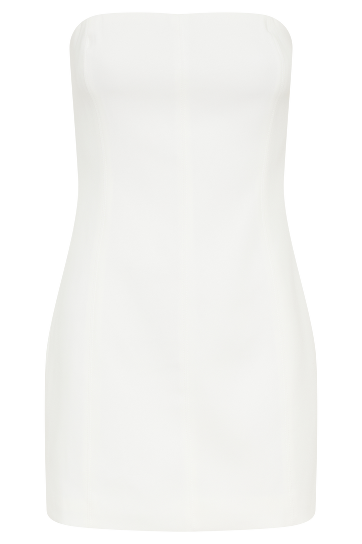 Maci Krep Mini Elbise - Beyaz