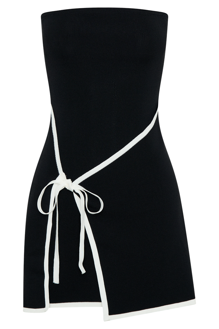 Rian Straplez Triko Mini Elbise - Siyah