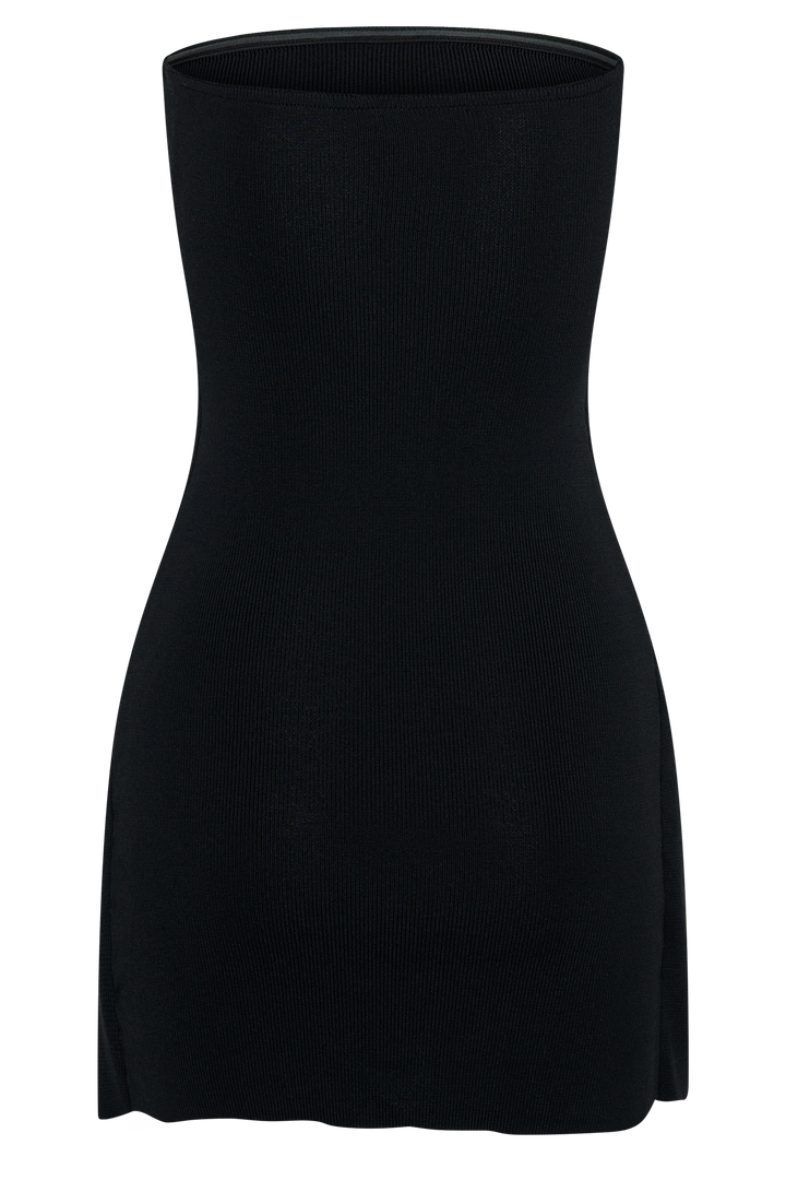 Rian Straplez Triko Mini Elbise - Siyah