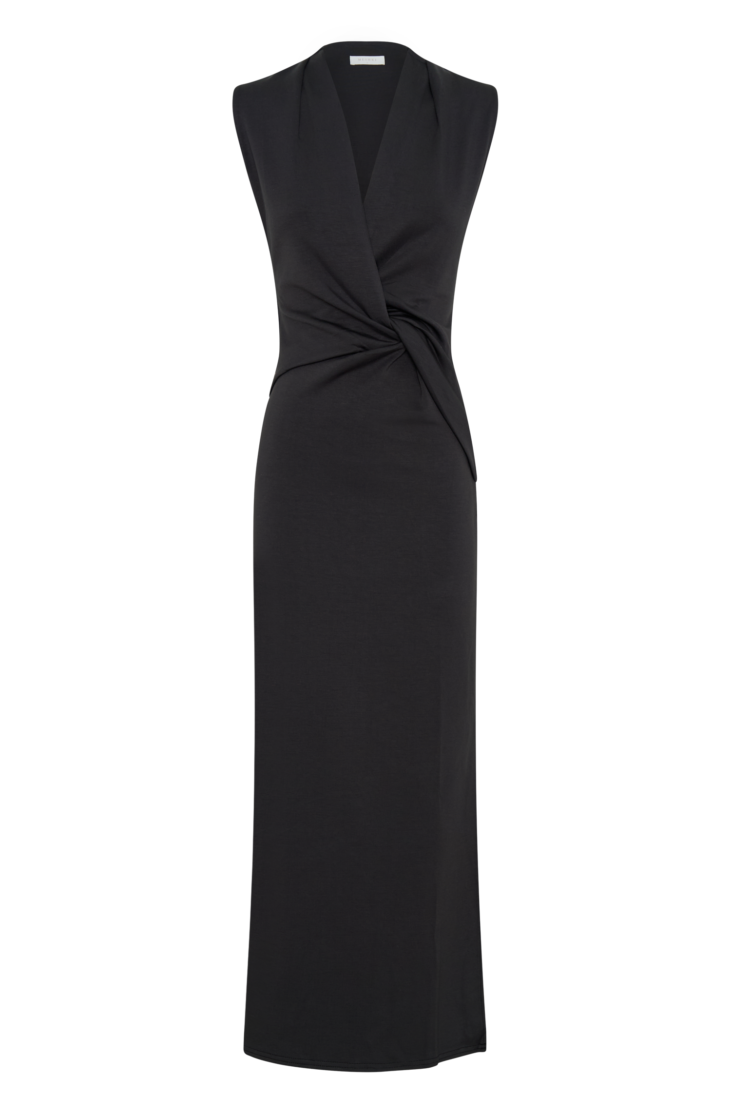 Lorelei Krep Twist Midi Elbise - Koyu Kömür