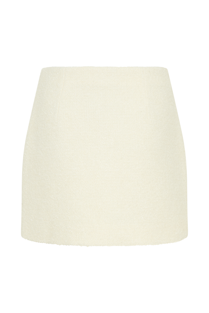Mirelle Dokulu Buklet Mini Etek - Fildişi