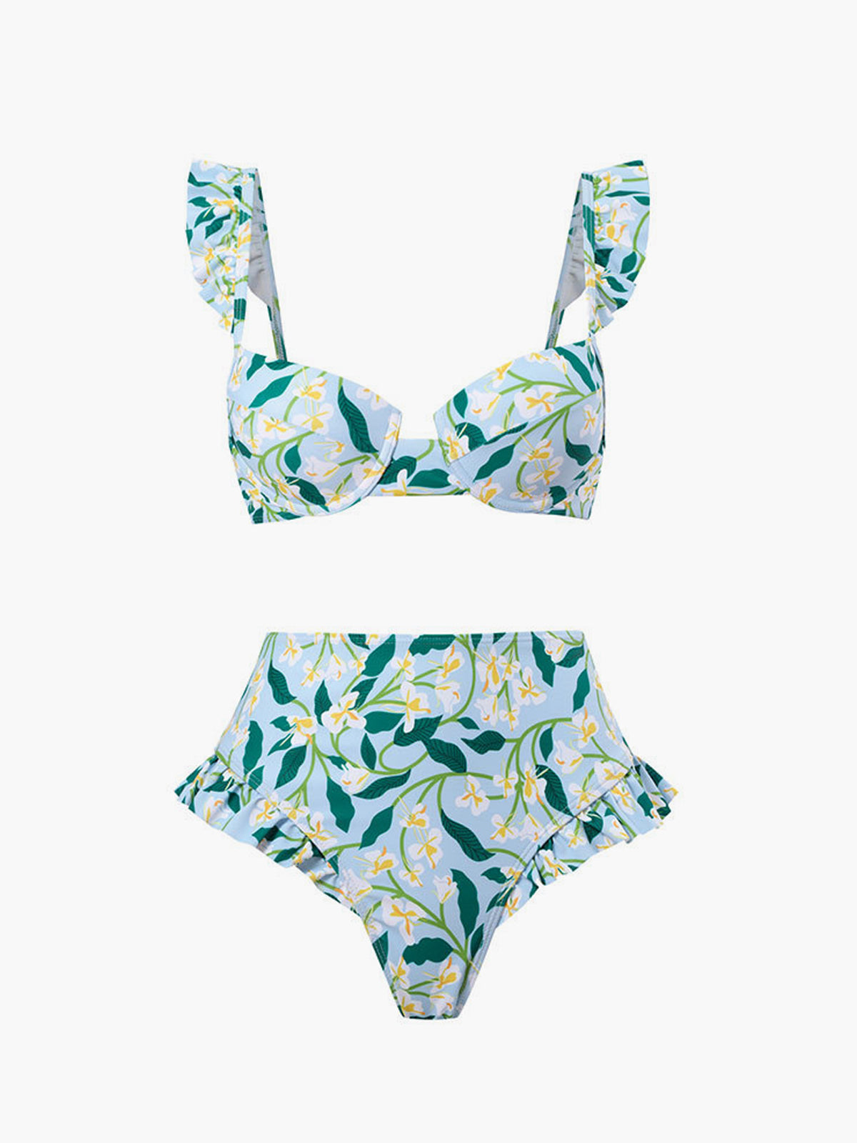 Baskılı Volanlı Bikini Takımı