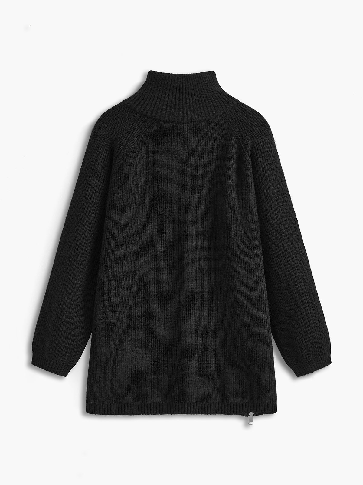 Turtleneck Yan Fermuarlı Örgü Üst