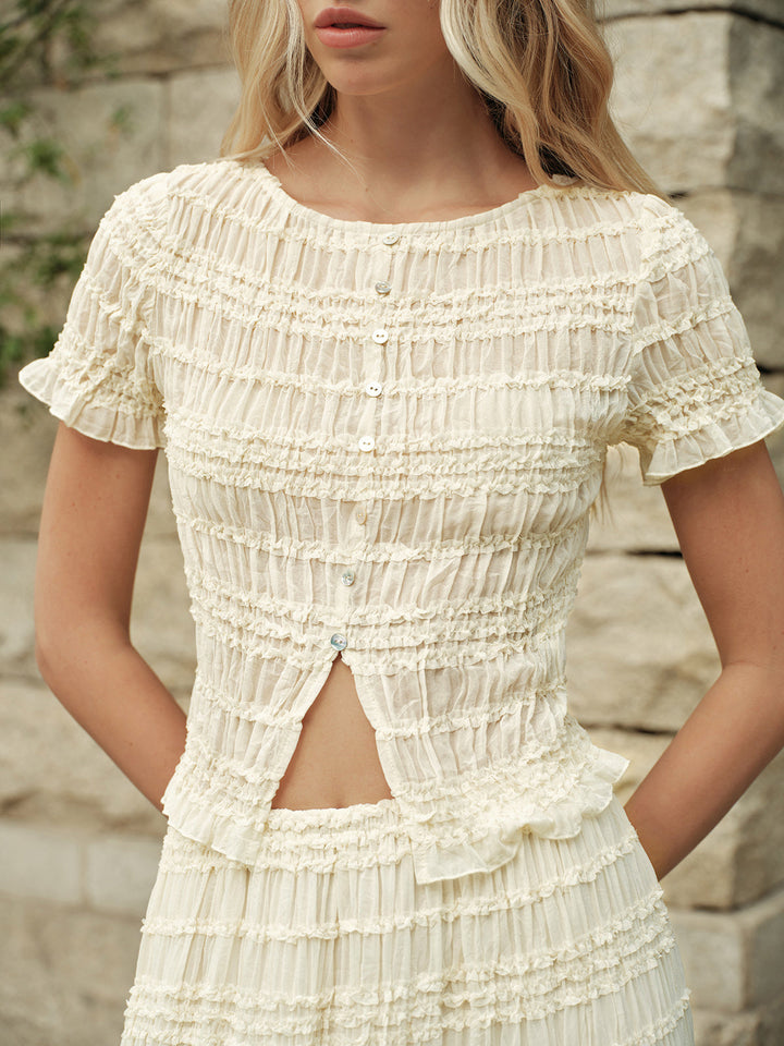 Fırfırlı Crop Top Etek Takımı