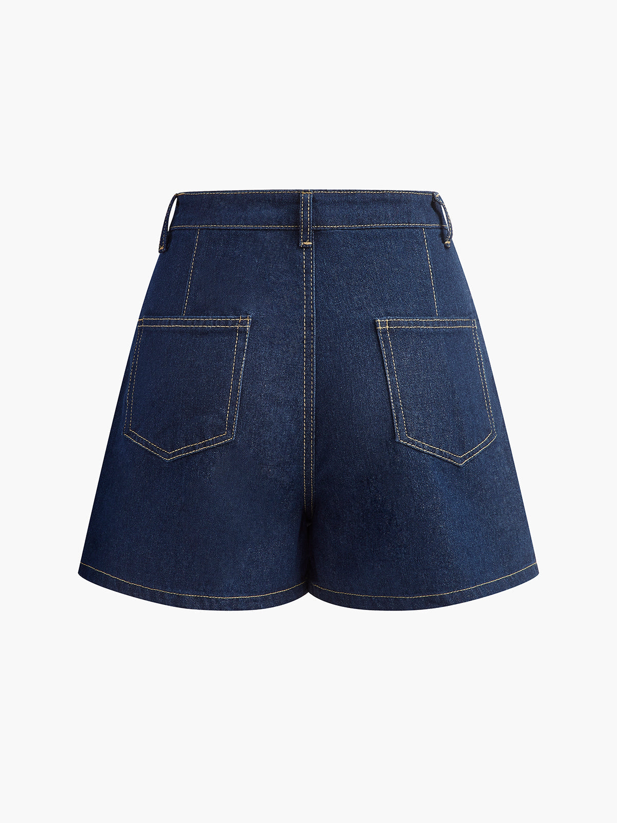Şık Denim Kısa Takım Cep Detaylı Lacivert