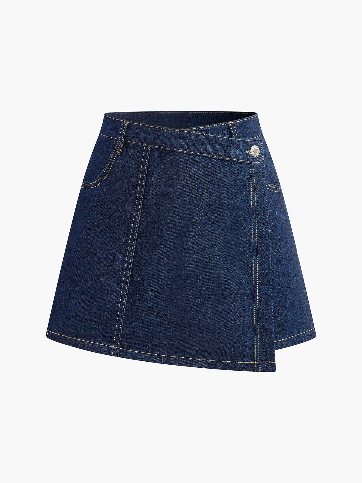 Şık Denim Kısa Takım Cep Detaylı Lacivert