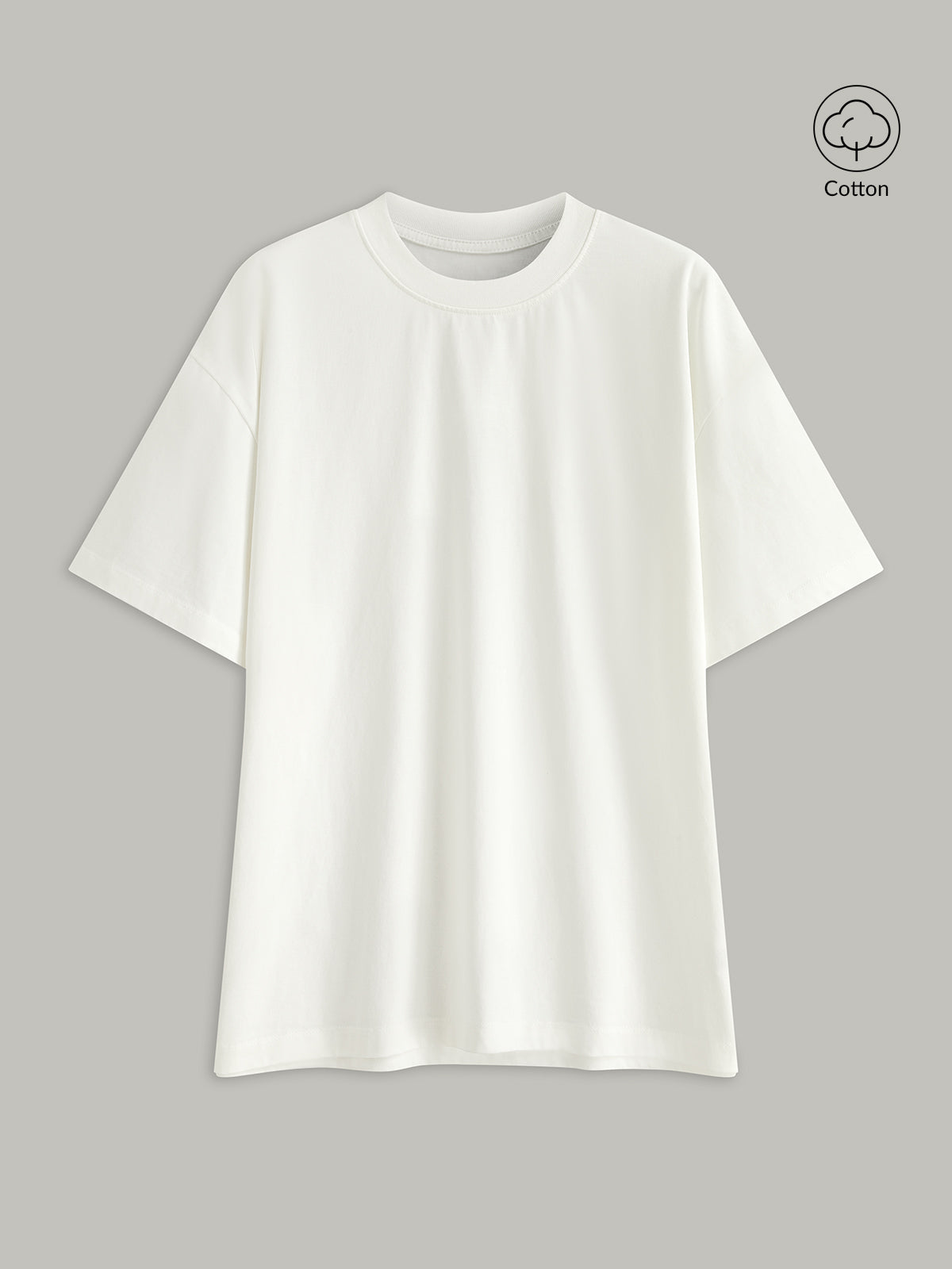 Basic Pamuk Oversize Tişört Bisiklet Yaka Kısa Kol