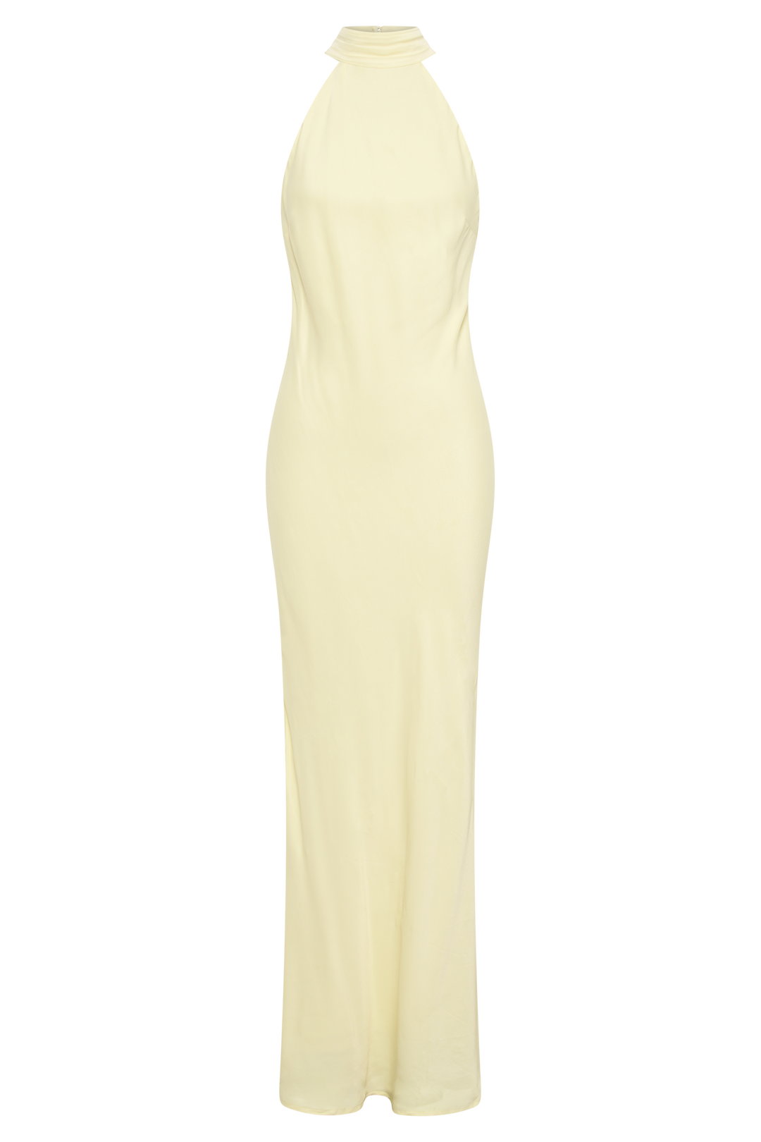 Claire Mat Saten Drape Sırtlı Uzun Elbise - Açık Sarı