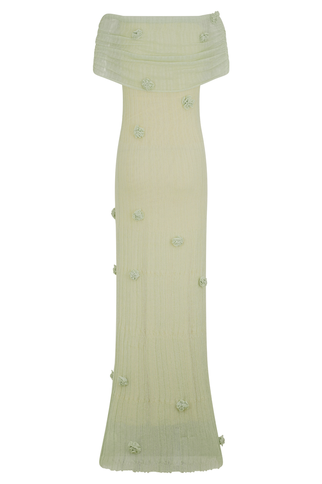 Brynn Orkide Örgü Maxi Elbise - Pastel Yeşil