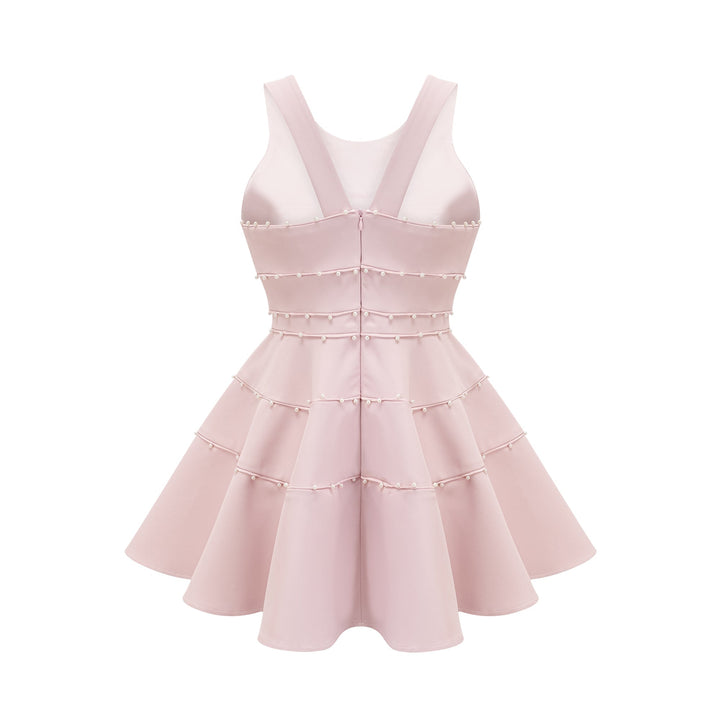 Nastassia Pembe Suni İnci Mini Elbise
