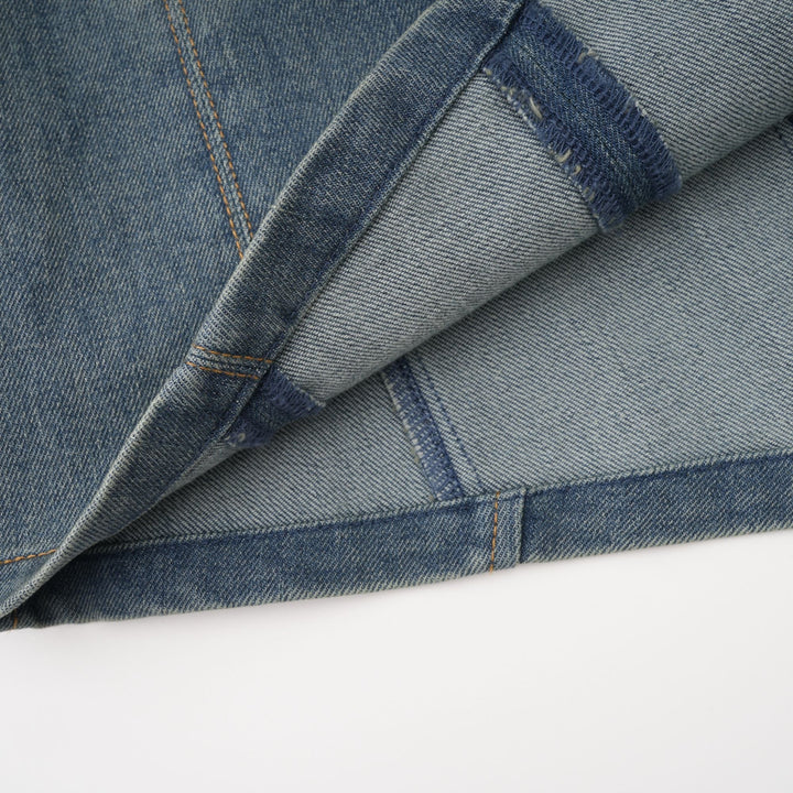 Seren İşlemeli Denim Mini Elbise